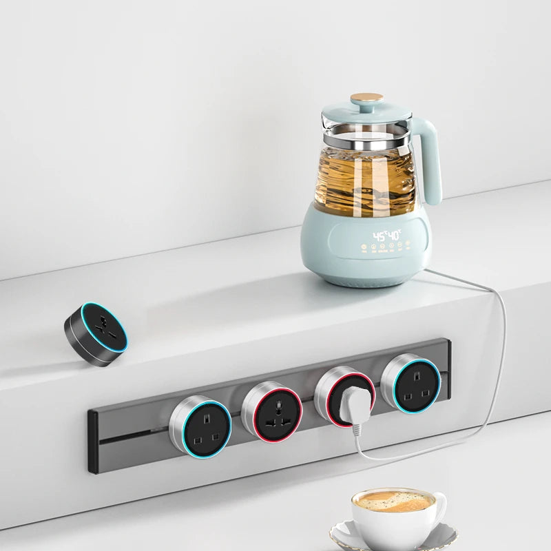 Herepow Movable Track Socket Smart Home Appliances Electronic Plug Adapter UK US EU Standard Outlet Wall Mounted Socket With Usb