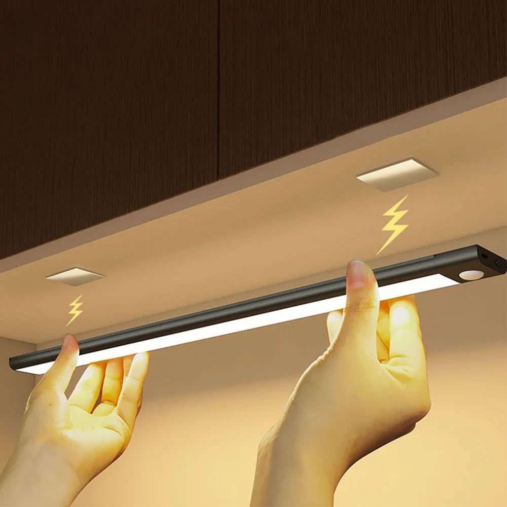 LED Cabinet Light Type C Rechargeable Motion Sensor Night Lights for Kitchen Wardrobe Cabinet Lighting 10cm/20cm/30cm/40cm/50cm