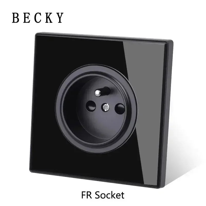 Glass Panel Wall Switch LED European 16a Socket Retro Toggle Light Switch EU UK Standard 2way Socket 1-4gang USB Home Decoration