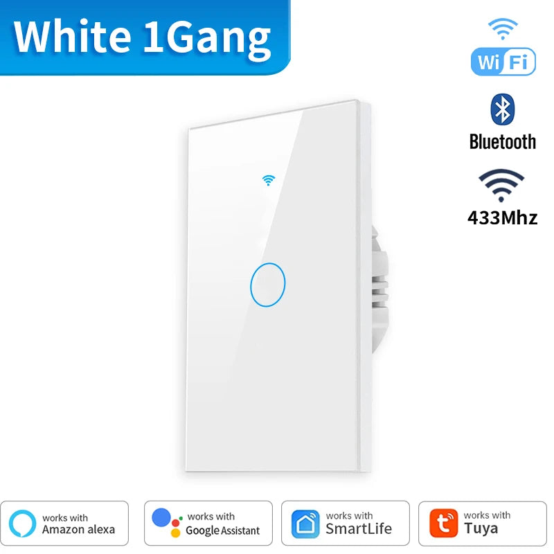 US WiFi+Bluetooth Smart Wall Switch 1/2/3/4 Gang Wire Touch Sensor with Alexa Google Home