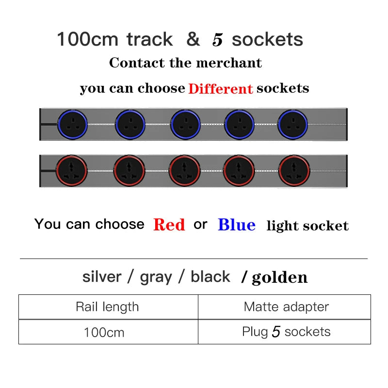 Herepow Movable Track Socket Smart Home Appliances Electronic Plug Adapter UK US EU Standard Outlet Wall Mounted Socket With Usb