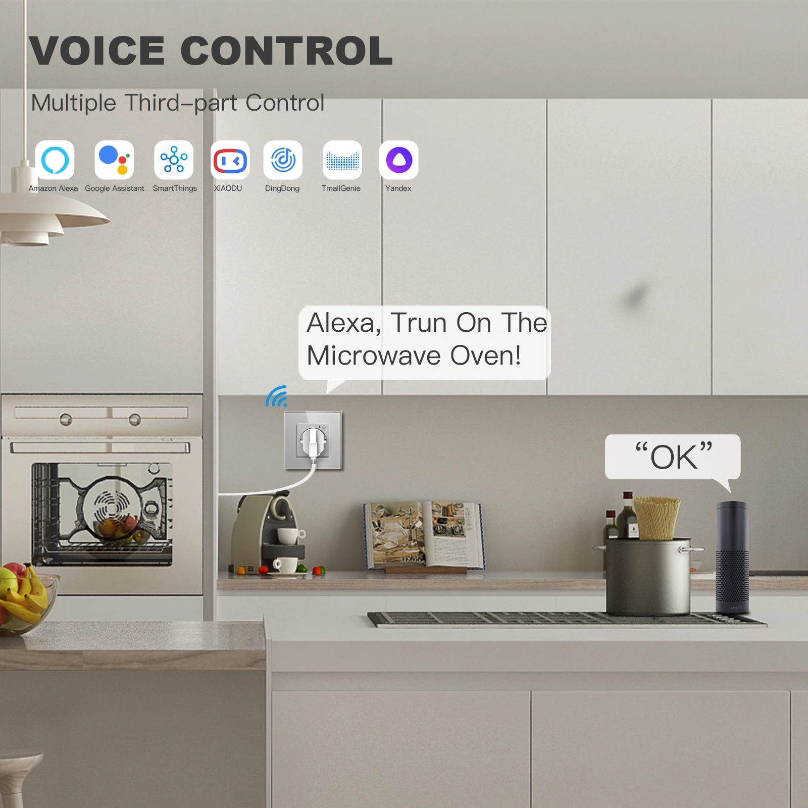 Wall Socket Wifi EU Standard Power Monitor with Google Alexa APP Control