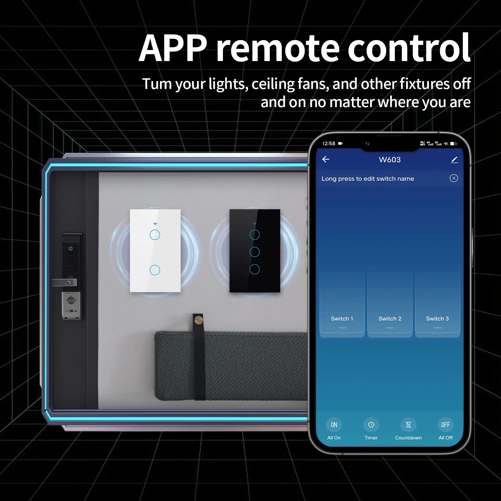 US WiFi+Bluetooth Smart Wall Switch 1/2/3/4 Gang Wire Touch Sensor with Alexa Google Home
