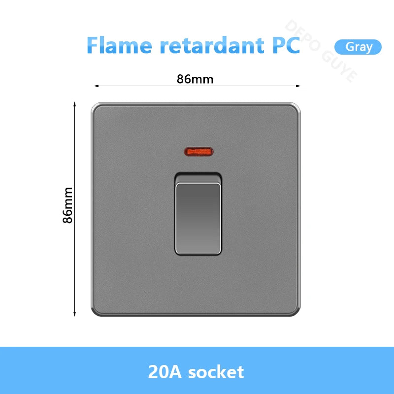 UK 13A with USB Type-c 18W Quick Charge Wall Power socket plug,Universal wall light switch Dual USB Electrical outlet AC110-250V