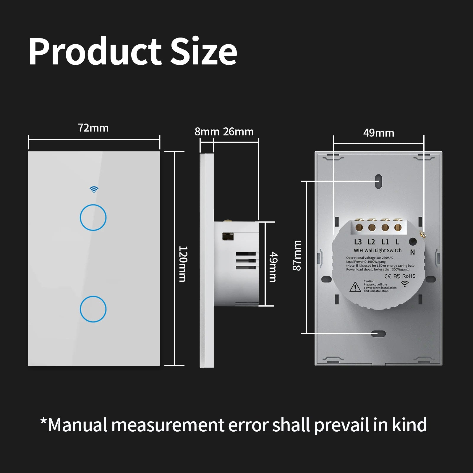 US WiFi+Bluetooth Smart Wall Switch 1/2/3/4 Gang Wire Touch Sensor with Alexa Google Home