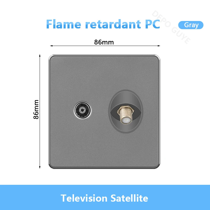 UK 13A with USB Type-c 18W Quick Charge Wall Power socket plug,Universal wall light switch Dual USB Electrical outlet AC110-250V