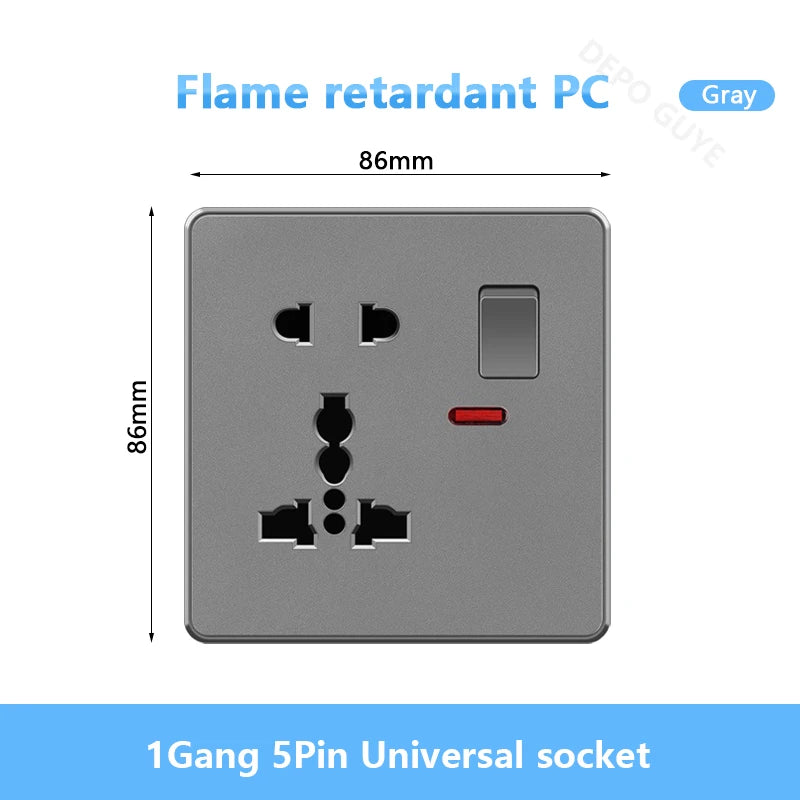 UK 13A with USB Type-c 18W Quick Charge Wall Power socket plug,Universal wall light switch Dual USB Electrical outlet AC110-250V