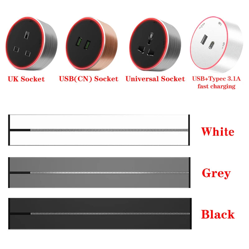 Herepow Movable Track Socket Smart Home Appliances Electronic Plug Adapter UK US EU Standard Outlet Wall Mounted Socket With Usb