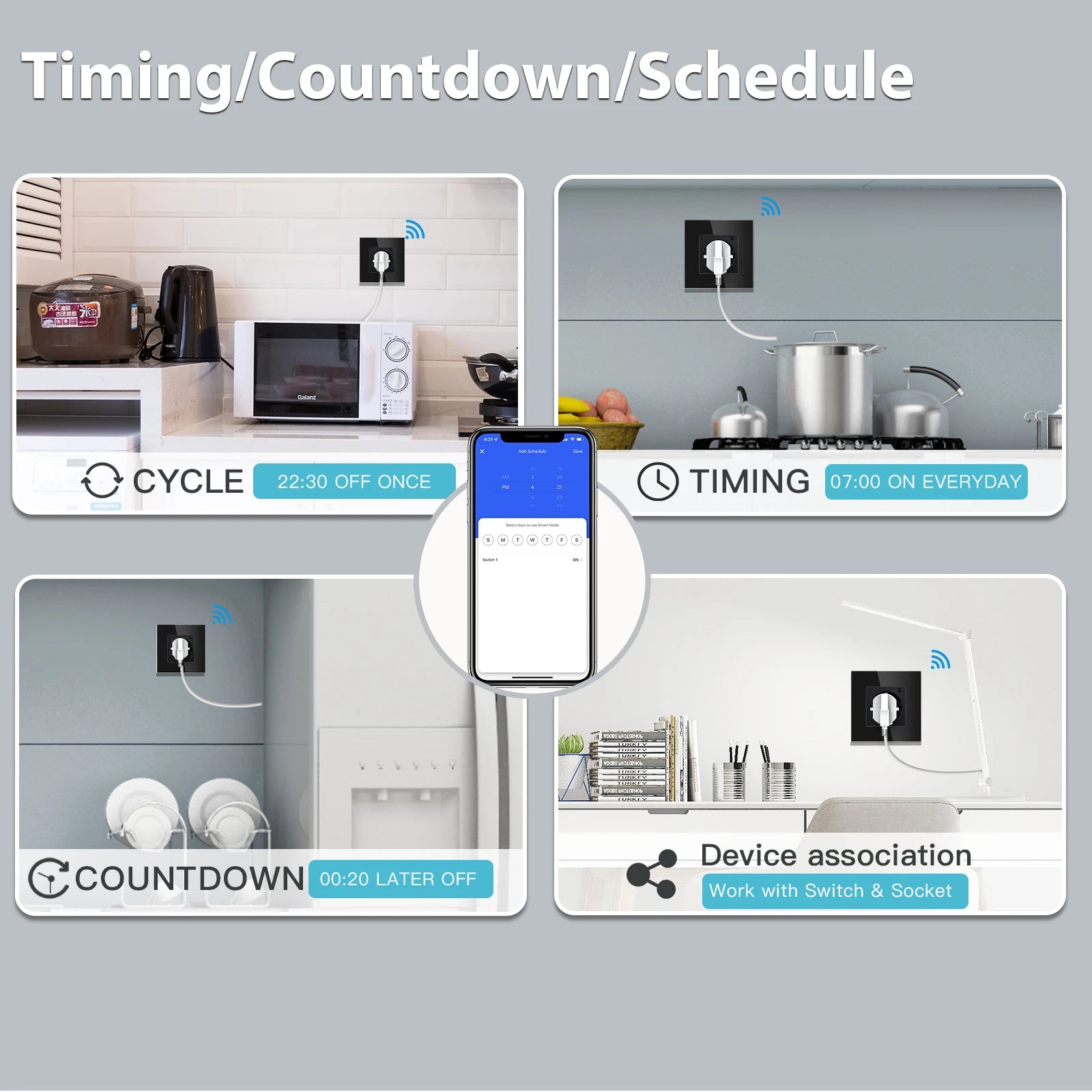 Wall Socket Wifi EU Standard Power Monitor with Google Alexa APP Control