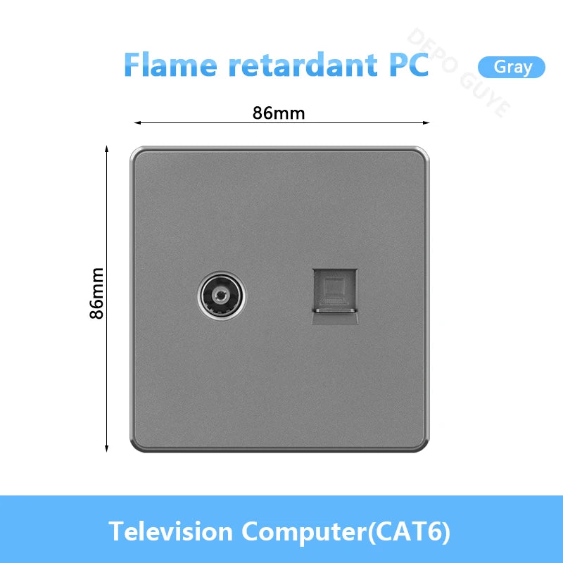 UK 13A with USB Type-c 18W Quick Charge Wall Power socket plug,Universal wall light switch Dual USB Electrical outlet AC110-250V