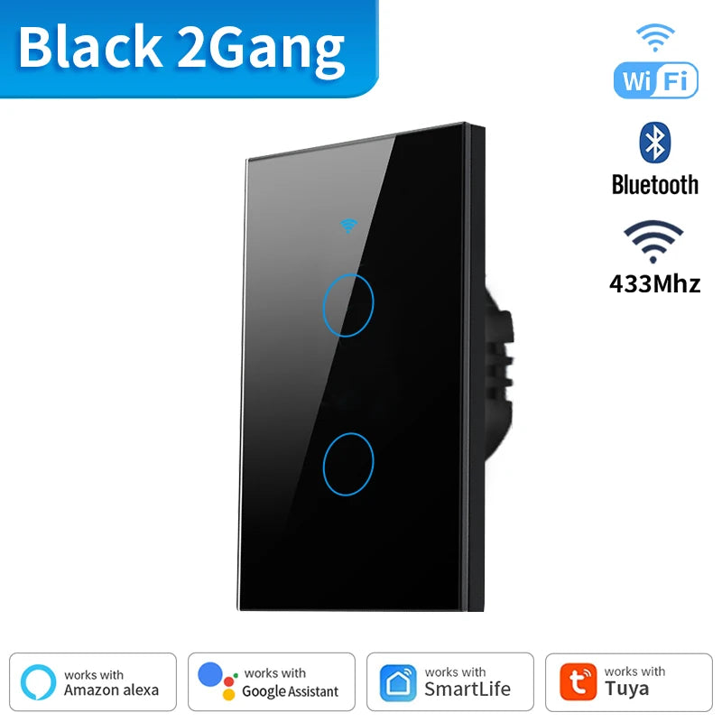 US WiFi+Bluetooth Smart Wall Switch 1/2/3/4 Gang Wire Touch Sensor with Alexa Google Home